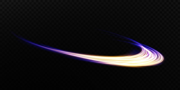 Abstract light lines of movement and speed with white color glitters Light everyday glowing effect semicircular wave light trail curve swirl car headlights incandescent optical fiber png