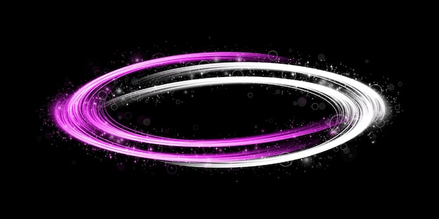 Abstract light lines of movement and speed with white and purple color sparkles Light everyday glowing effect semicircular wave light trail curve swirl car headlights incandescent optical fiber