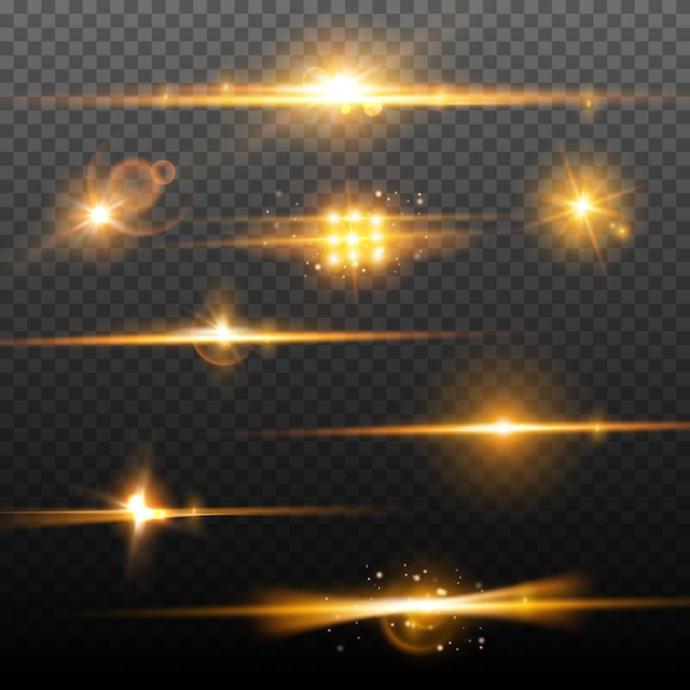 Abstract lighting flare effects. Burst glare and glitter light. Shiny blur background