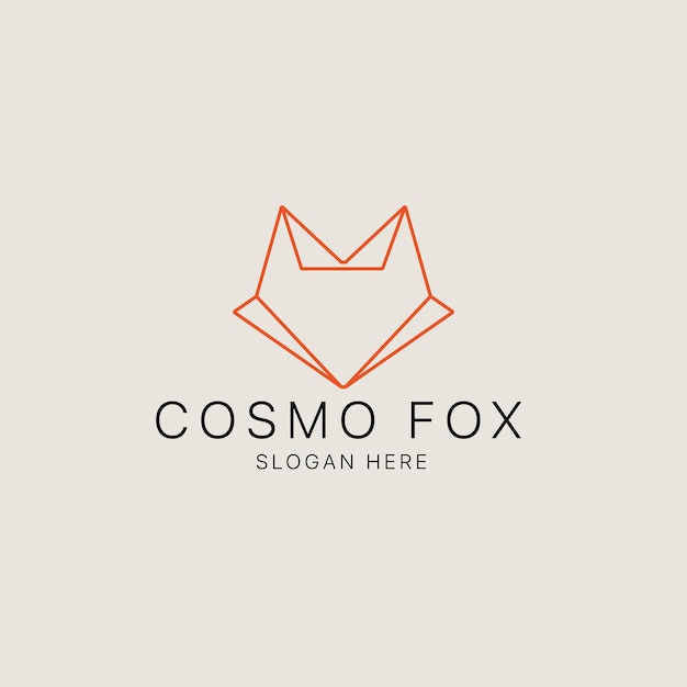 Vector abstract line art fox logotype design in minimal style