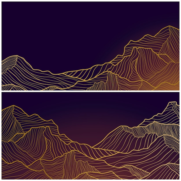 Abstract Line Art Mountain Design Vector Graphic Resource