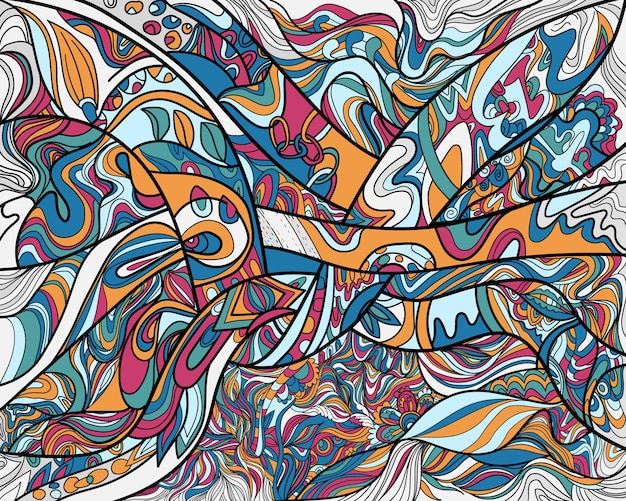 Abstract line art with coloring