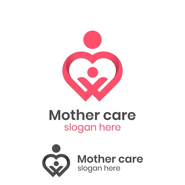 Abstract line mother care love logo with baby vector symbol mom hugs her child logo template for mother39s day event