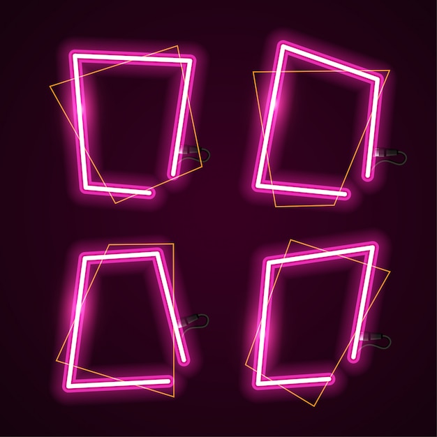 Abstract line and neon. Pink banner design.