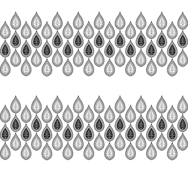 Abstract linear leaf on a garland Seamless black and white floral pattern Pattern clean for design