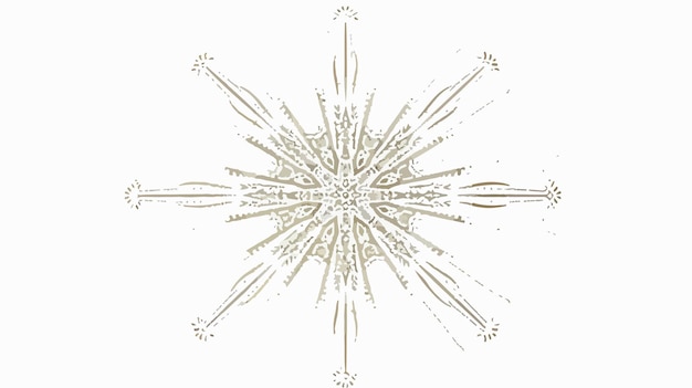 Abstract Linear Snowflake Vector on White Background