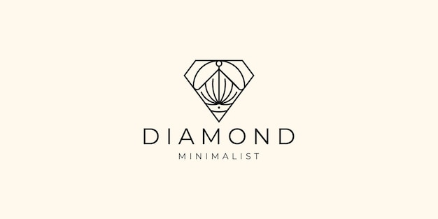 Abstract lines diamond gem logo template minimalist mono line diamond inspiration