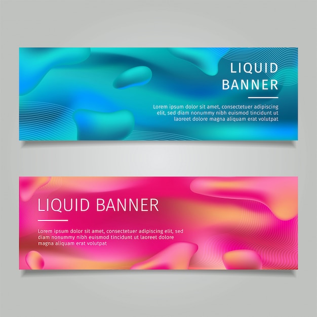 Abstract Liquid banners. Fluid colors banners set.