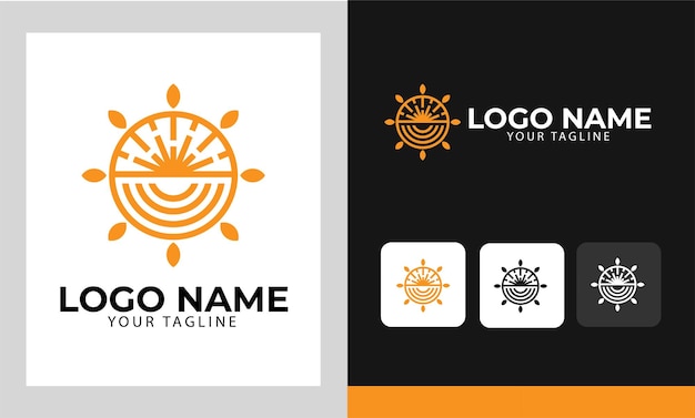 Abstract logo concept with a compass point sun and lines shape