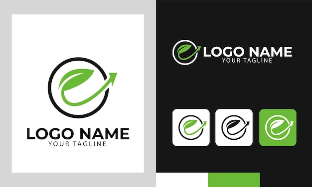 Abstract logo concept with leaf arrow and circle