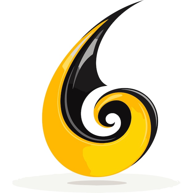 Abstract logo design featuring a stylized swirl in yellow and black