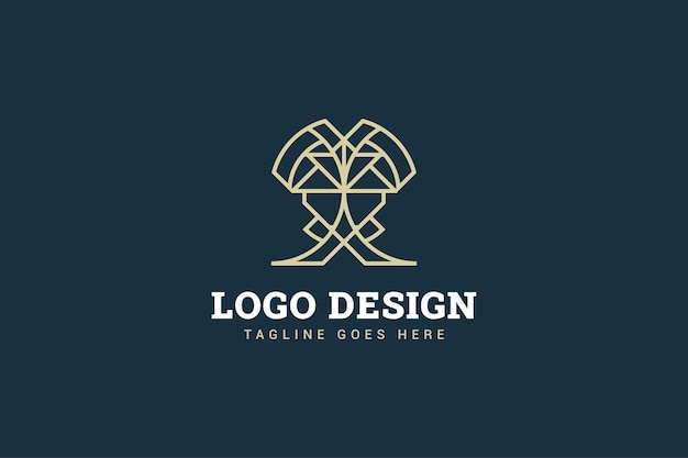 Abstract logo design with letter x shape in line style concept for your business identity