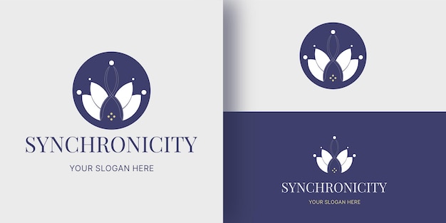 abstract logo design with lotus and synchronicity sign