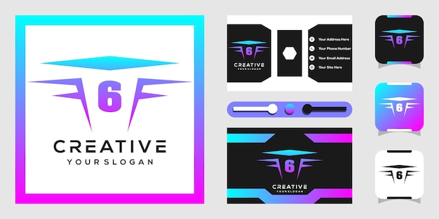 abstract logo design with modern numbers 6