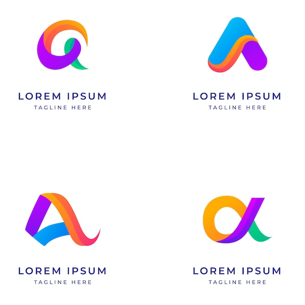 Abstract Logo And Icon Set Elements Collection Isolated On White Vector Flat Icons For Business