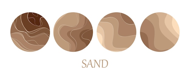 Abstract logo template sand dunes beach desert Pattern of wavy lines in beige color Vector