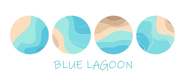 Abstract logo template sand sea beach lagoon Pattern of wavy lines in blue and beige Vector