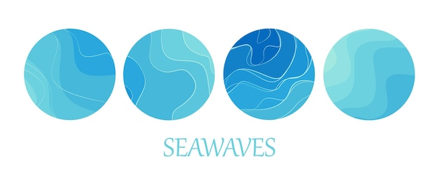 Abstract logo template sand sea beach lagoon Pattern of wavy lines in blue and beige Vector