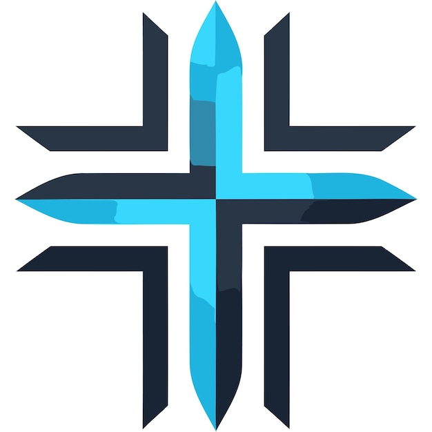 Vector abstract logo with a blue cross design