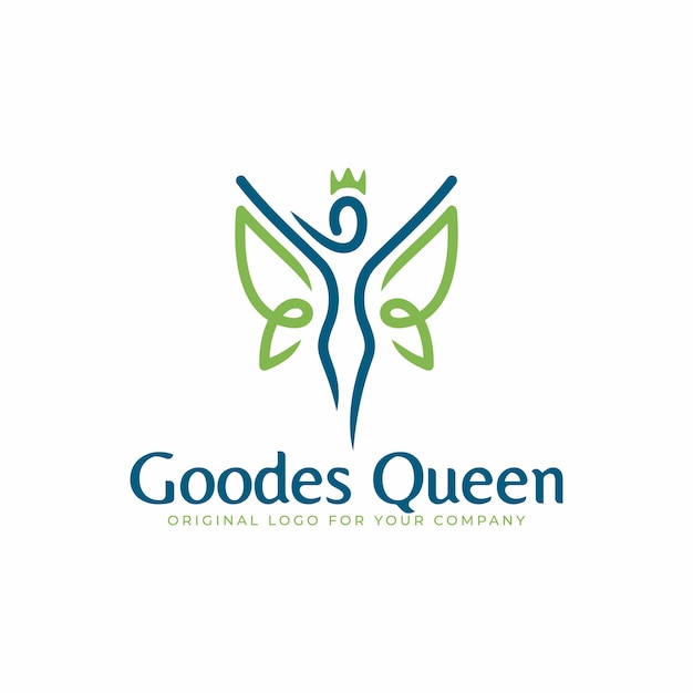 Abstract logo with winged and crowned woman concept