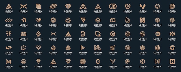 Vector abstract logos mega collection abstract design concept for branding with golden gradient