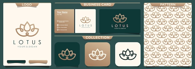 Abstract Lotus flower logo icon line art style