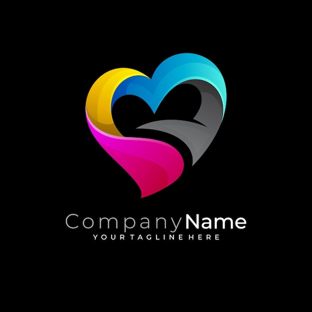 Abstract love logo design community social logo and heart care