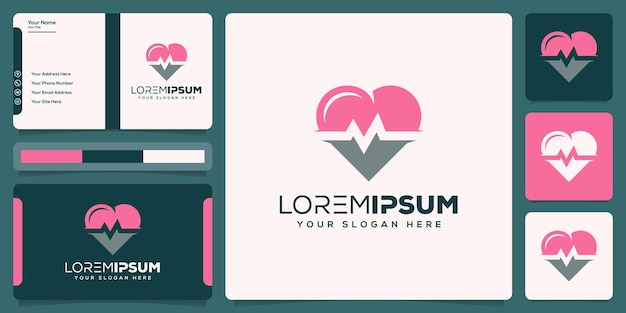 abstract love and medical logo design