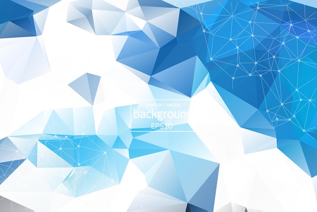 Abstract low poly Blue White technology vector background Connection structure Vector data science background Polygonal vector background Molecule And Communication Background