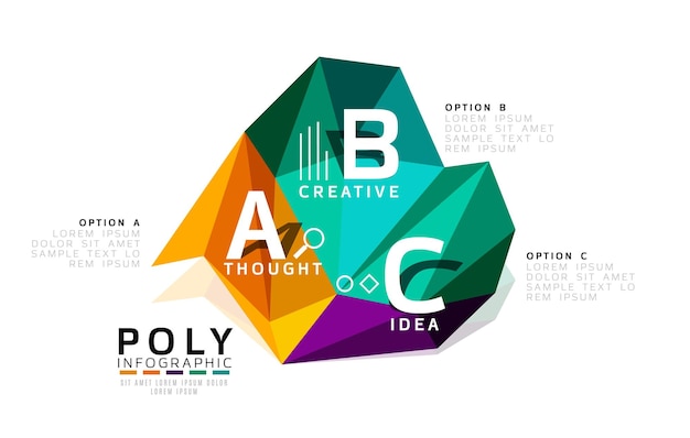 Abstract low poly infographics vector template