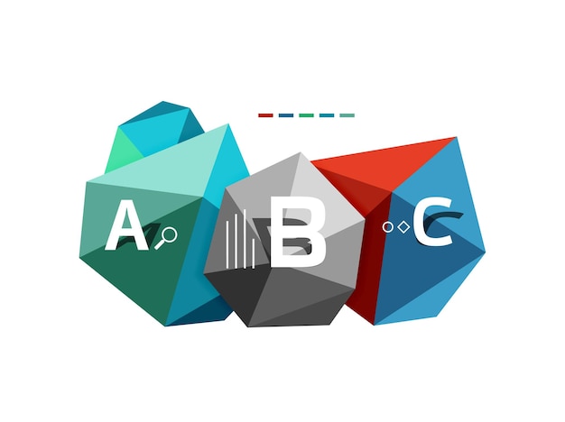 Abstract low poly infographics vector template