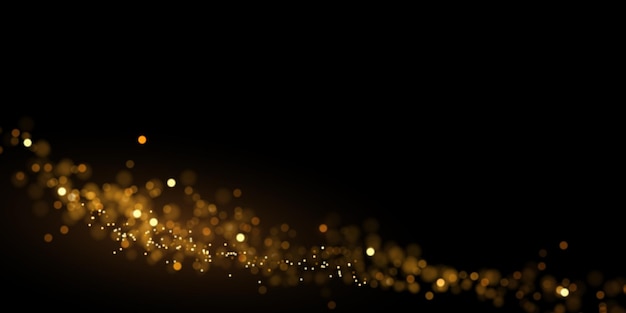 Abstract luxury background with golden glitter lights Glowing particles on dark Glittering effect