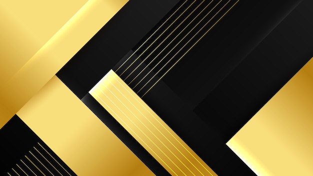 Abstract luxury black and gold background with geometric lines and shapes