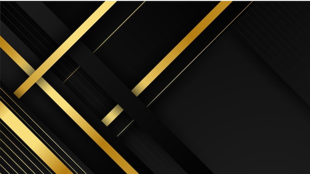 Abstract luxury black and gold background with geometric lines and shapes