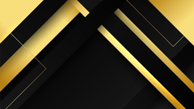 Abstract luxury black and gold background with geometric lines and shapes