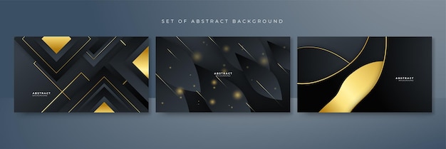 Vector abstract luxury black and gold background with golden lines