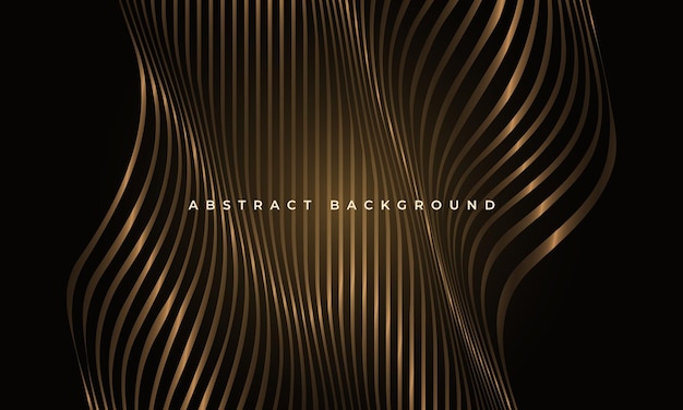 Abstract luxury black and gold glowing vertical waved shapes elegance background