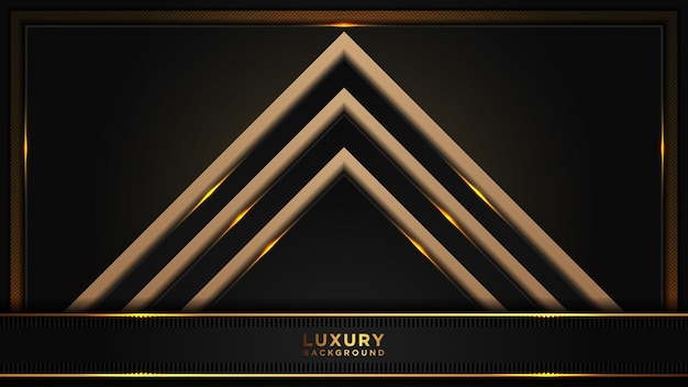 Abstract luxury black and gold polygonal background. Dark overlap layered modern background.