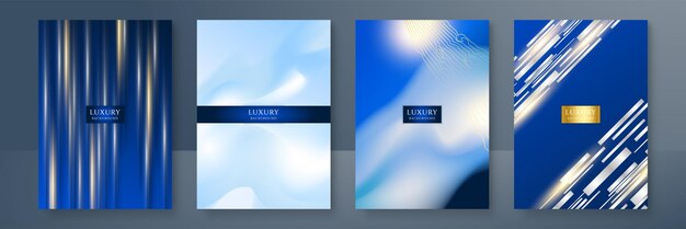 Abstract luxury blue gold line metallic direction luxury overlap design modern futuristic background vector illustration Designed for cover brochure flyer booklet banner poster card invitation