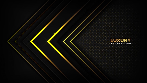 Abstract luxury dark background with golden light with geometric line shape.