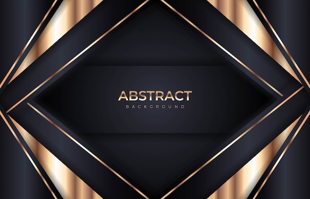 Abstract luxury dark background with golden lines and Overlap modern combinations. premium vector