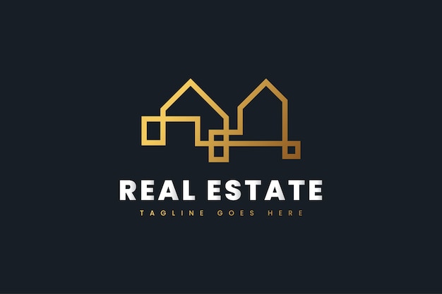 Abstract Luxury Gold Real Estate Logo Design Template. Construction, Architecture or Building Logo Design Template