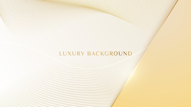 Abstract luxury light brown background with golden lines element and 3d paper cut