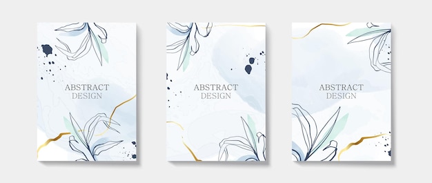 Abstract Luxury Nature Watercolor background for wedding or invitation card and cover design Minimal and Elegant template with flower leaves and golden line elements vector illustration