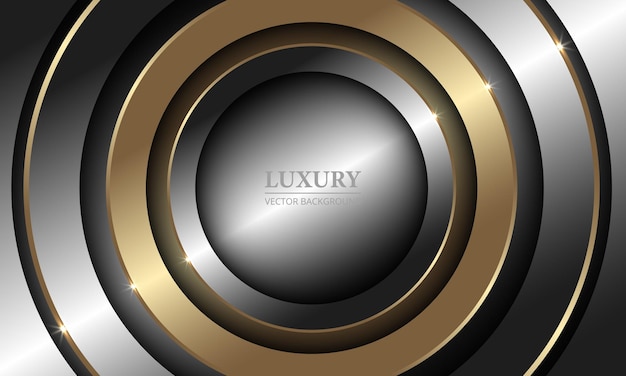 Abstract luxury realistic background with golden and metallic 3d rings light effects and shadows