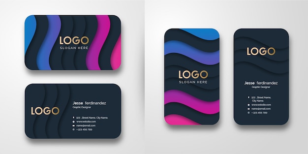 Abstract Luxury Wave Pattern  Business Card Template