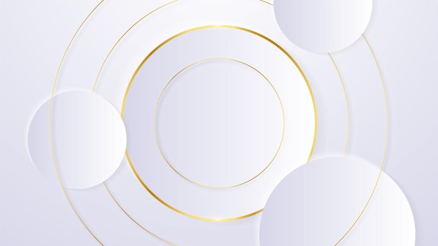 Abstract luxury white and gold shapes background with circles