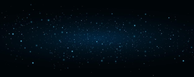 Abstract magical dust with flying lights bokeh on black background Stardust glowing in the night Light effects Black outer space Vector illustration