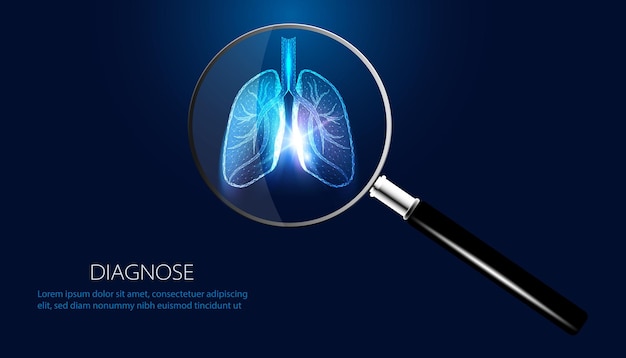 Abstract magnifying glass and lungs Lung disease concept Causes of disease Search for disease