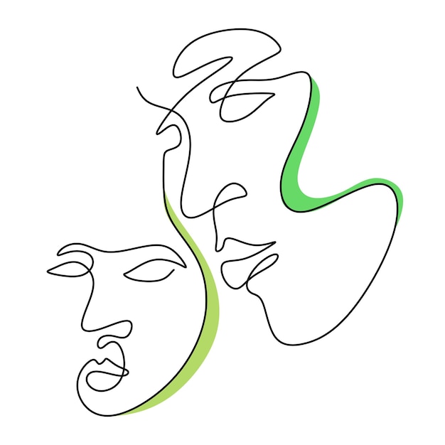 Abstract man and woman one continuous line vector drawing